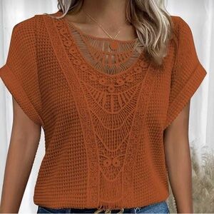 Brand new lace detail knit top